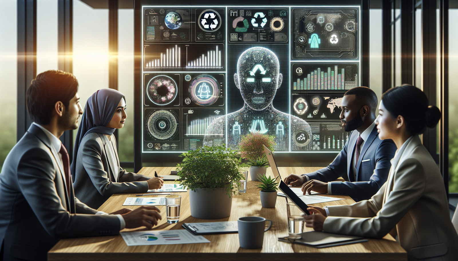 AI enhancing sustainable investment strategies in a business setting.